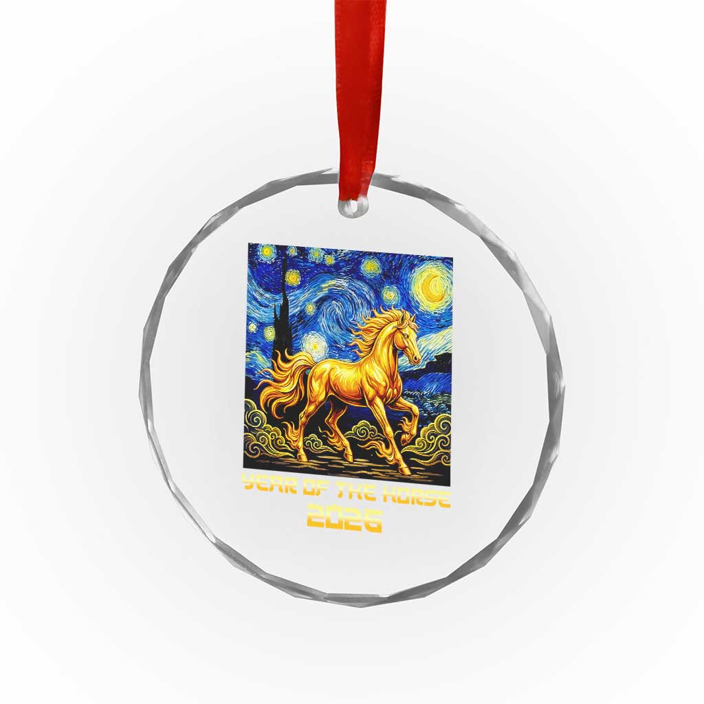 Year of the Horse Starry Night Inspired Graphic Crystal Glass Ornament Golden Horse Chinese Zodiac Art - Wonder Print Shop