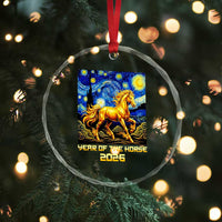 Year of the Horse Starry Night Inspired Graphic Crystal Glass Ornament Golden Horse Chinese Zodiac Art - Wonder Print Shop