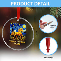 Year of the Horse Starry Night Inspired Graphic Crystal Glass Ornament Golden Horse Chinese Zodiac Art - Wonder Print Shop