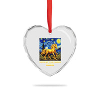 Year of the Horse Starry Night Inspired Graphic Heart Crystal Glass Ornament Golden Horse Chinese Zodiac Art - Wonder Print Shop