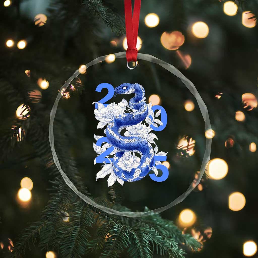 Year Of The Snake 2025 Crystal Glass Ornament Chinese New Year Blue Snake TS09