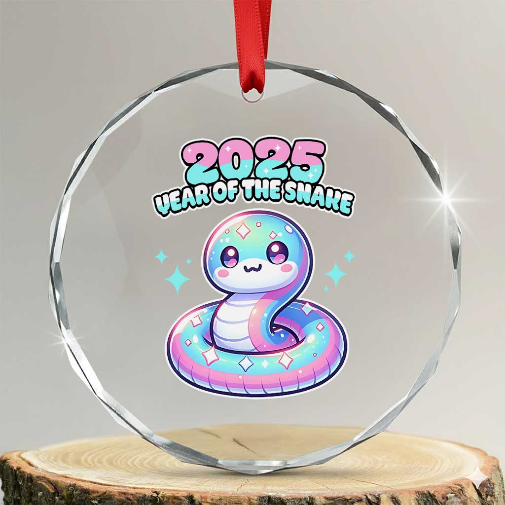 Year Of The Snake 2025 Crystal Glass Ornament Cute Snake Happy New Year TS09