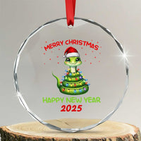 Year Of The Snake 2025 Crystal Glass Ornament Merry Xmas And Happy New Year Cute Snake TS09