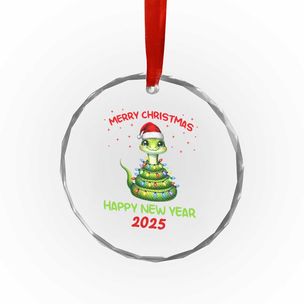 Year Of The Snake 2025 Crystal Glass Ornament Merry Xmas And Happy New Year Cute Snake TS09
