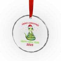 Year Of The Snake 2025 Crystal Glass Ornament Merry Xmas And Happy New Year Cute Snake TS09