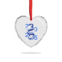 Year Of The Snake 2025 Heart Crystal Glass Ornament Chinese New Year Blue Snake - Wonder Print Shop
