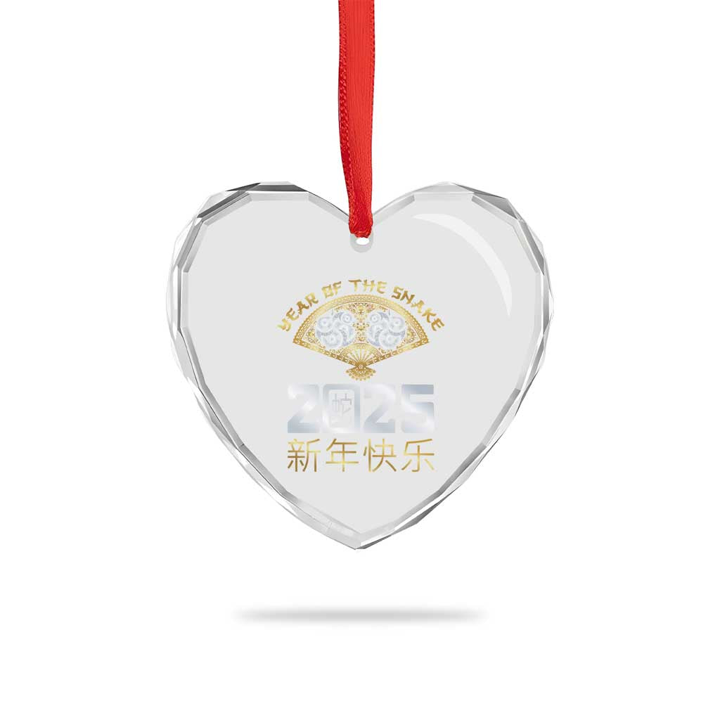 Year Of The Snake 2025 Heart Crystal Glass Ornament Happy New Year Chinese China - Wonder Print Shop