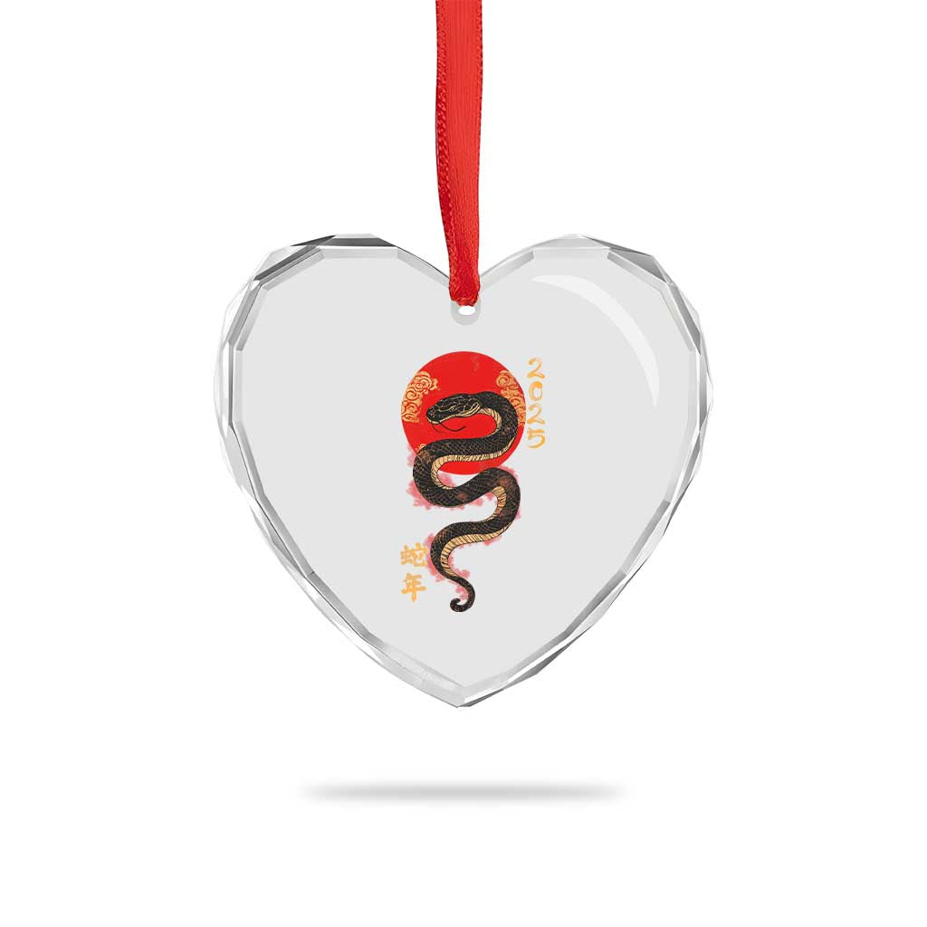 Year Of The Snake 2025 Heart Crystal Glass Ornament Lunar New Year Chinese Snake - Wonder Print Shop
