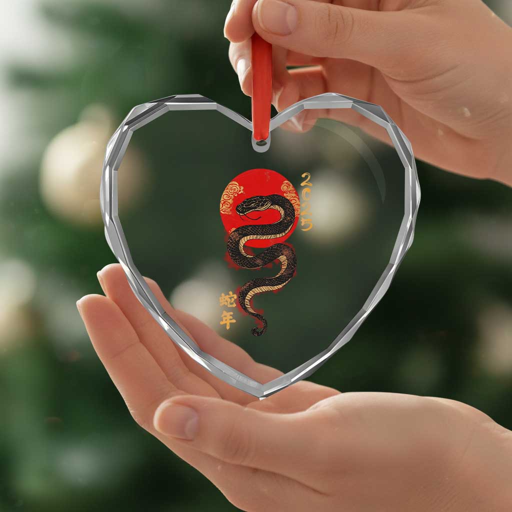 Year Of The Snake 2025 Heart Crystal Glass Ornament Lunar New Year Chinese Snake - Wonder Print Shop