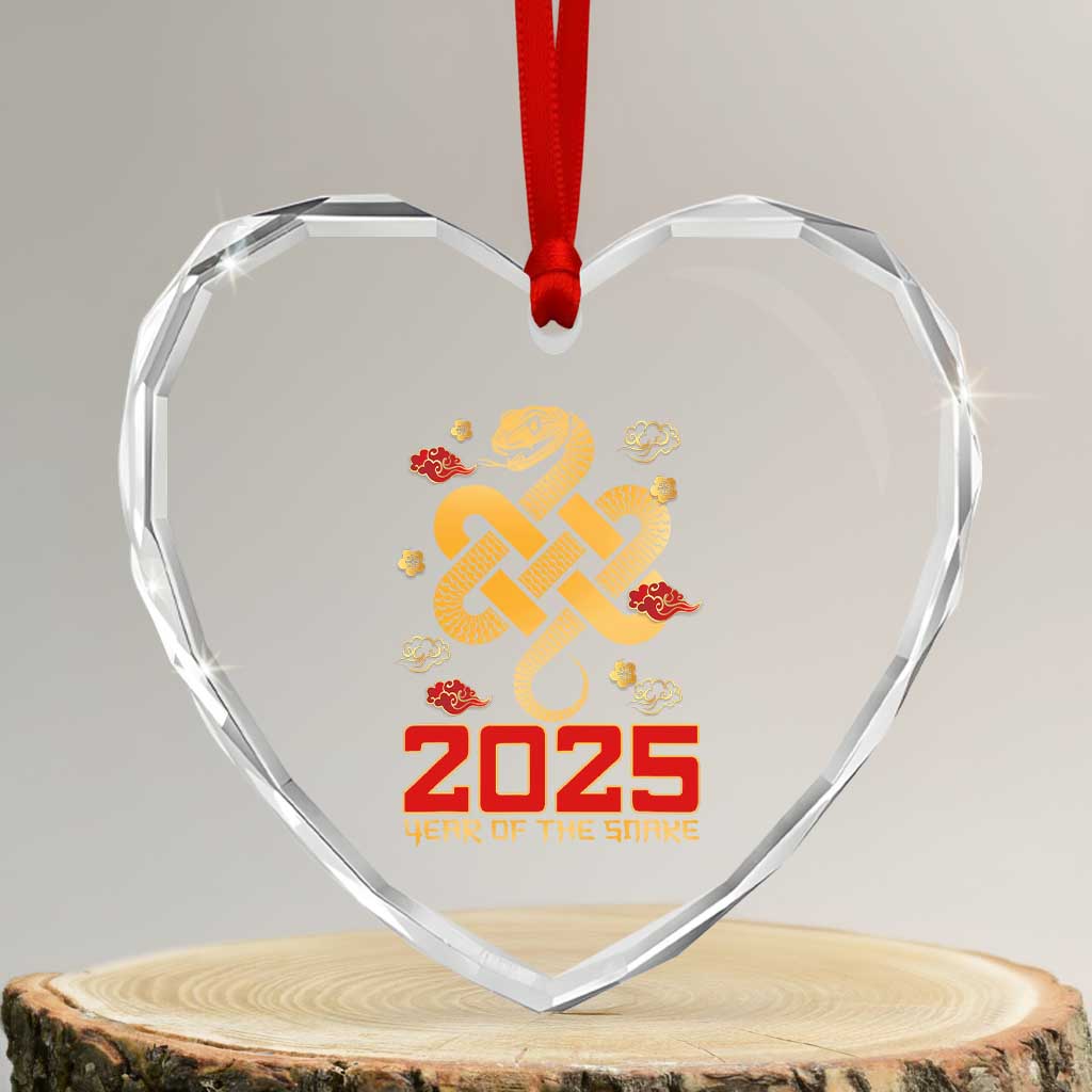 Year Of The Snake 2025 Heart Crystal Glass Ornament Lunar New Year Chinese Traditional - Wonder Print Shop