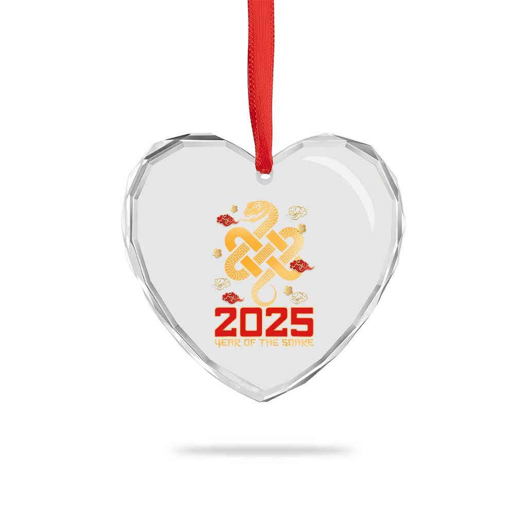 Year Of The Snake 2025 Heart Crystal Glass Ornament Lunar New Year Chinese Traditional - Wonder Print Shop