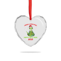 Year Of The Snake 2025 Heart Crystal Glass Ornament Merry Xmas And Happy New Year Cute Snake - Wonder Print Shop