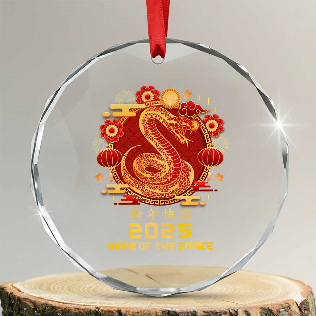 Year Of The Snake 2025 Lunar New Year Crystal Glass Ornament Zodiac Snake Charm Red Decor for Luck TS10