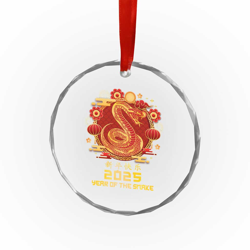 Year Of The Snake 2025 Lunar New Year Crystal Glass Ornament Zodiac Snake Charm Red Decor for Luck TS10