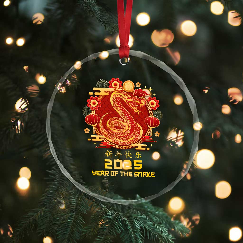 Year Of The Snake 2025 Lunar New Year Crystal Glass Ornament Zodiac Snake Charm Red Decor for Luck TS10