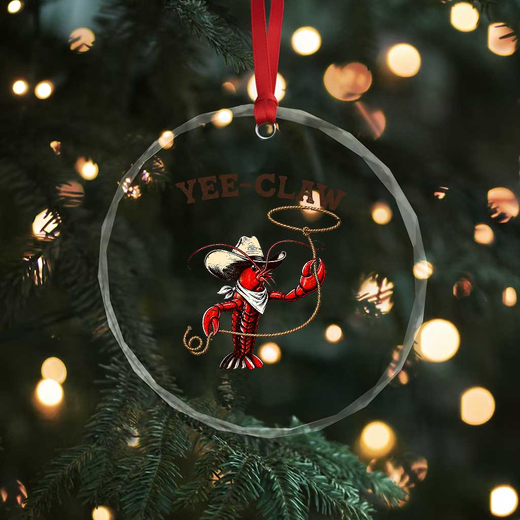 Yee Claw Crystal Glass Ornament Funny Crawfish Cajun Seafood Festival