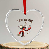 Yee Claw Heart Crystal Glass Ornament Funny Crawfish Cajun Seafood Festival
