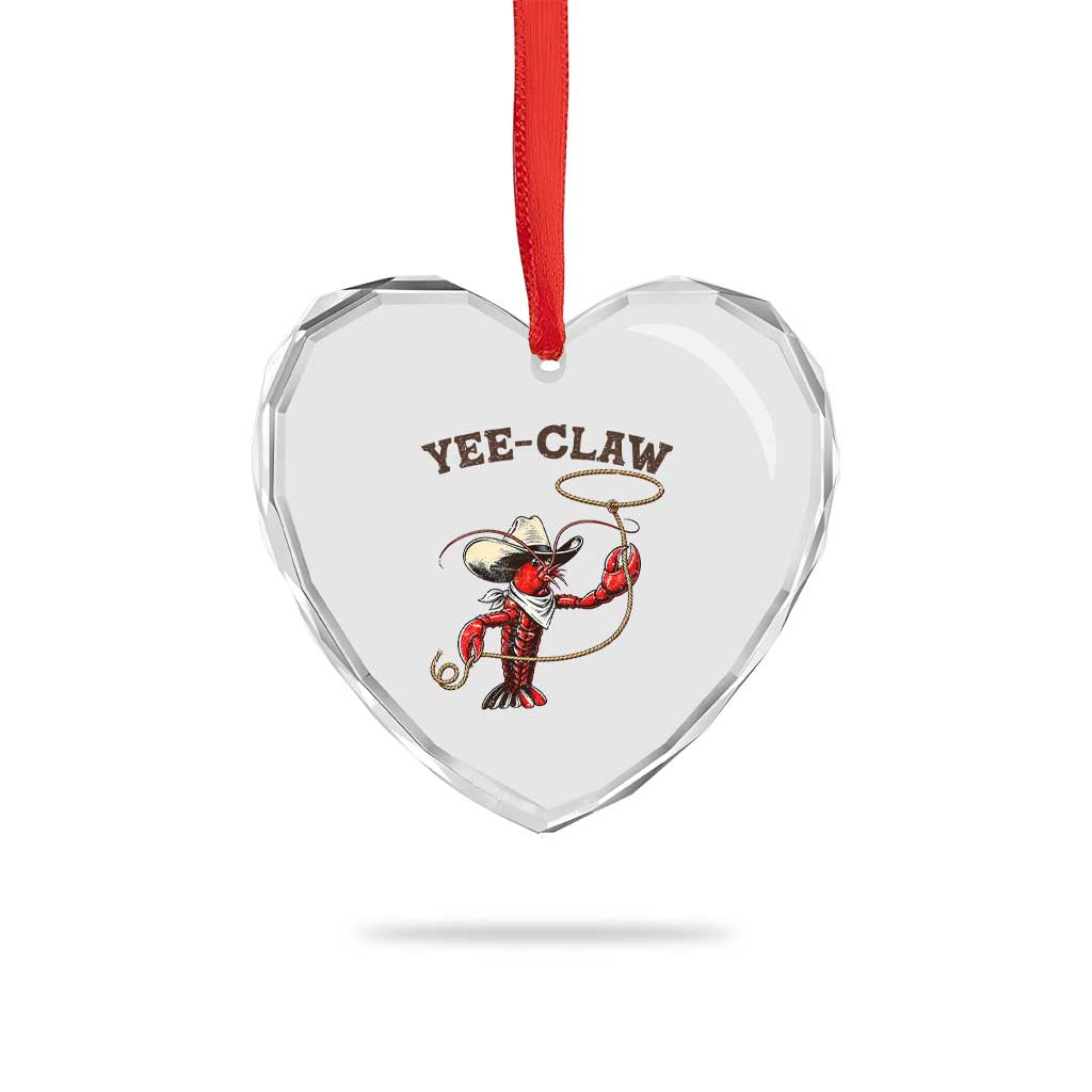 Yee Claw Heart Crystal Glass Ornament Funny Crawfish Cajun Seafood Festival