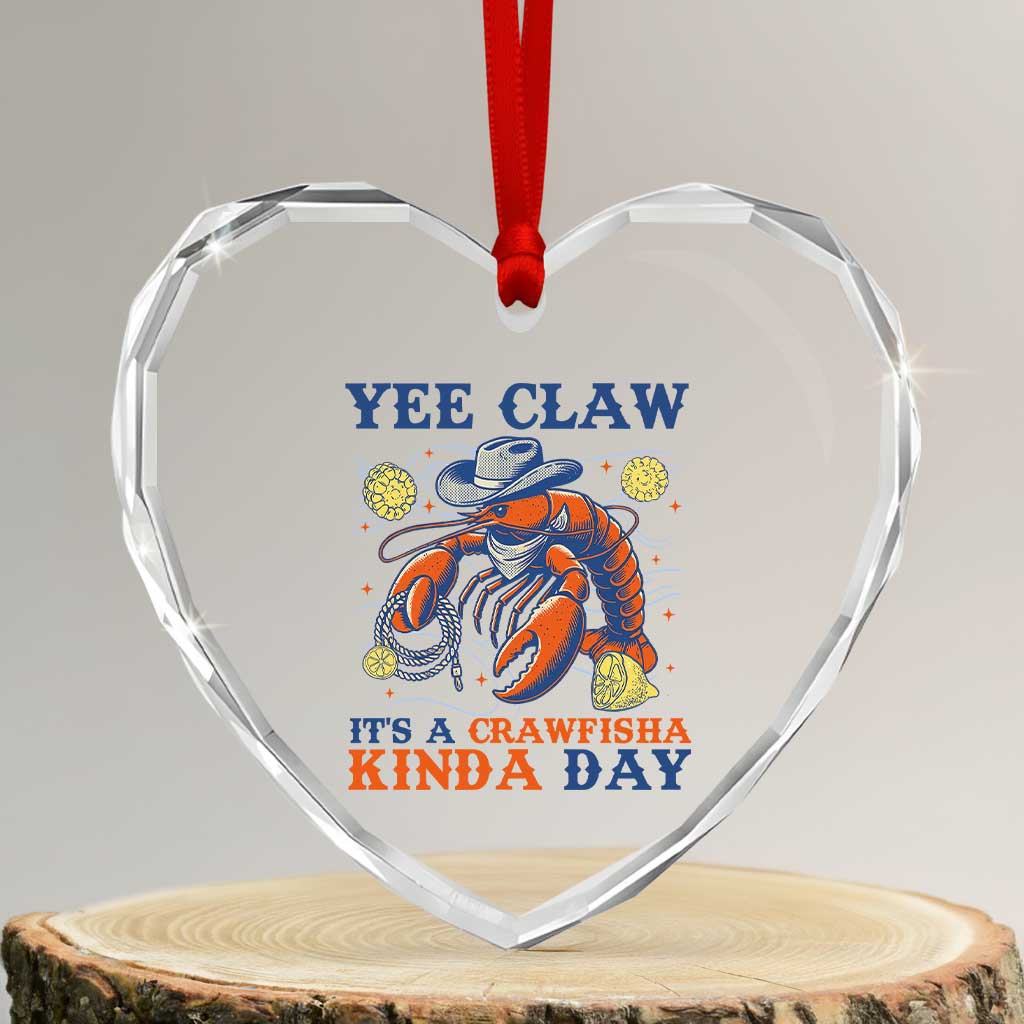 Yee Claw Lobster Heart Crystal Glass Ornament It's a Crawfish Kinda Day Summer Beach Vaction Gift
