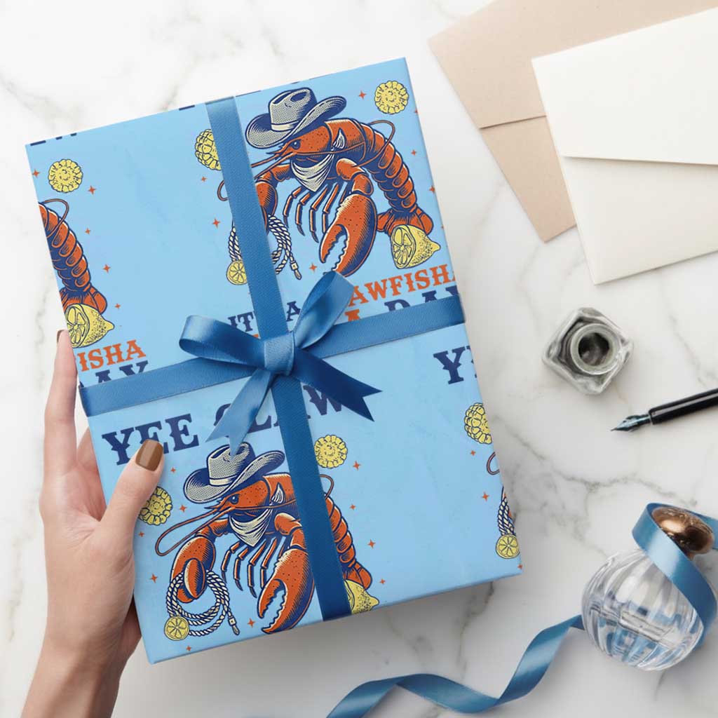 Yee Claw Lobster Wrapping Paper Roll It's a Crawfish Kinda Day Summer Beach Vaction Gift