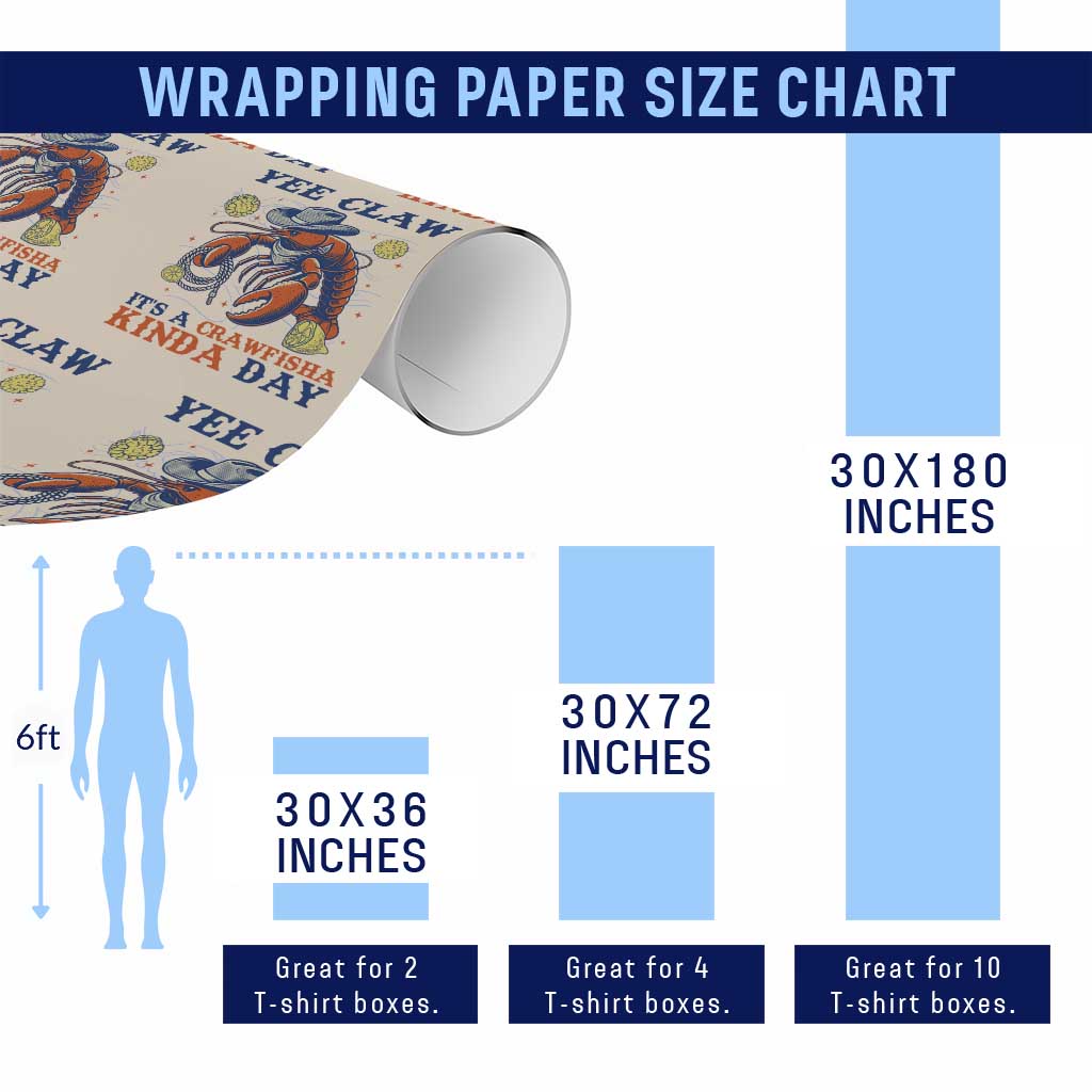 Yee Claw Lobster Wrapping Paper Roll It's a Crawfish Kinda Day Summer Beach Vaction Gift