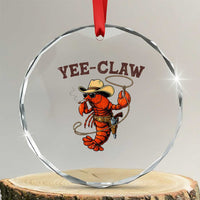 Yee Claw Southern Crawfish Crystal Glass Ornament Funny Seafood Party Graphic
