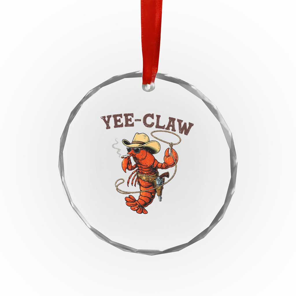 Yee Claw Southern Crawfish Crystal Glass Ornament Funny Seafood Party Graphic