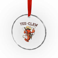 Yee Claw Southern Crawfish Crystal Glass Ornament Funny Seafood Party Graphic