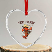 Yee Claw Southern Crawfish Heart Crystal Glass Ornament Funny Seafood Party Graphic