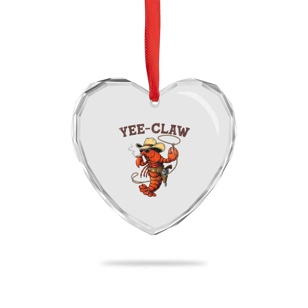 Yee Claw Southern Crawfish Heart Crystal Glass Ornament Funny Seafood Party Graphic