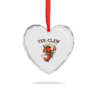 Yee Claw Southern Crawfish Heart Crystal Glass Ornament Funny Seafood Party Graphic