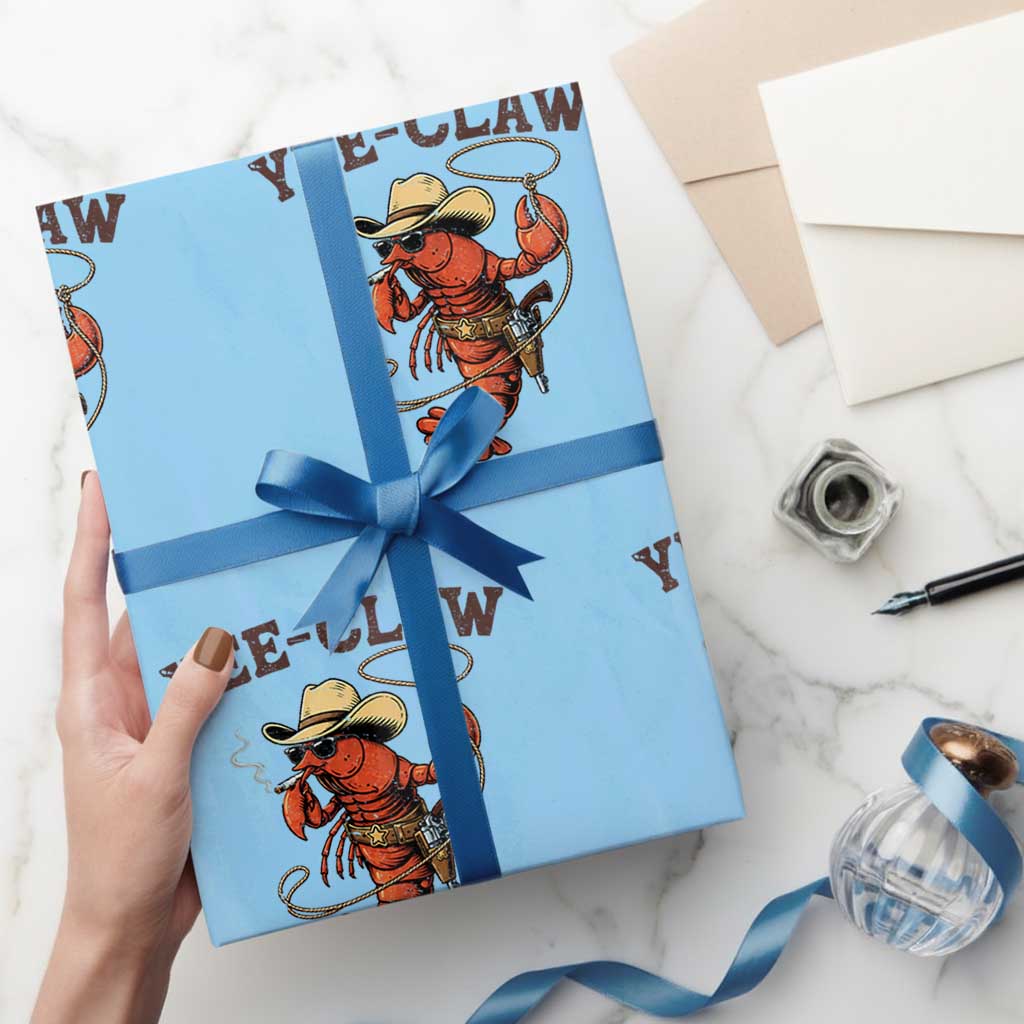 Yee Claw Southern Crawfish Wrapping Paper Roll Funny Seafood Party Graphic