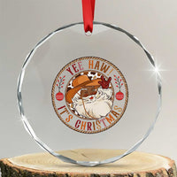 Yee Haw It Is Christmas Crystal Glass Ornament Funny Black Santa Cowboy - Wonder Print Shop