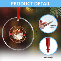 Yee Haw It Is Christmas Crystal Glass Ornament Funny Black Santa Cowboy - Wonder Print Shop