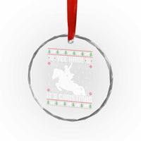 Yee Haw It Is Christmas Crystal Glass Ornament Funny Ugly Xmas Rodeo Gift For Cowgirl - Wonder Print Shop