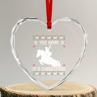 Yee Haw It Is Christmas Heart Crystal Glass Ornament Funny Ugly Xmas Rodeo Gift For Cowgirl - Wonder Print Shop