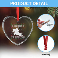 Yee Haw It Is Christmas Heart Crystal Glass Ornament Funny Ugly Xmas Rodeo Gift For Cowgirl - Wonder Print Shop