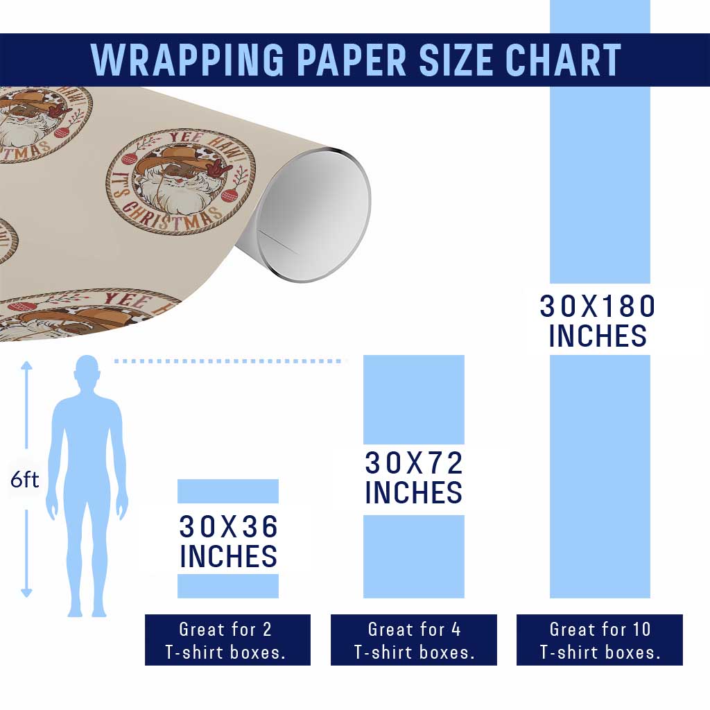 Yee Haw It Is Christmas Wrapping Paper Roll Funny Black Santa Cowboy - Wonder Print Shop