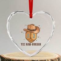 Yee Haw Nukkah Heart Crystal Glass Ornament Funny Cowboy Hanukkah - Wonder Print Shop