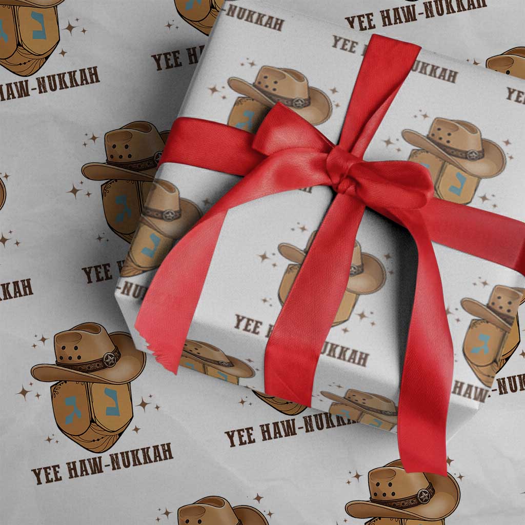 Yee Haw Nukkah Wrapping Paper Roll Funny Cowboy Hanukkah - Wonder Print Shop