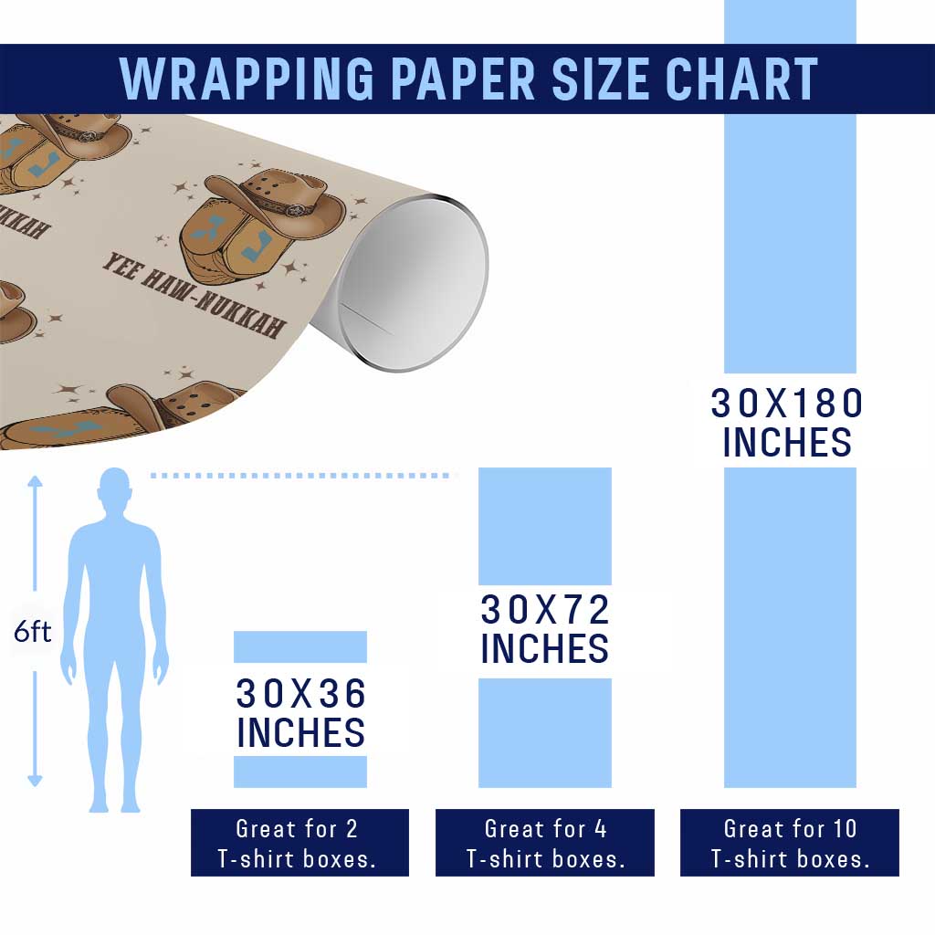 Yee Haw Nukkah Wrapping Paper Roll Funny Cowboy Hanukkah - Wonder Print Shop