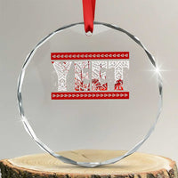 Yeet Funny Wrestling Slang Quote Tribal Art Blood Splatter Crystal Glass Ornament
