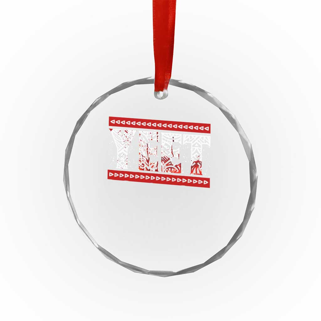 Yeet Funny Wrestling Slang Quote Tribal Art Blood Splatter Crystal Glass Ornament