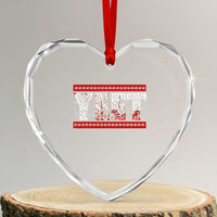 Yeet Funny Wrestling Slang Quote Tribal Art Blood Splatter Heart Crystal Glass Ornament