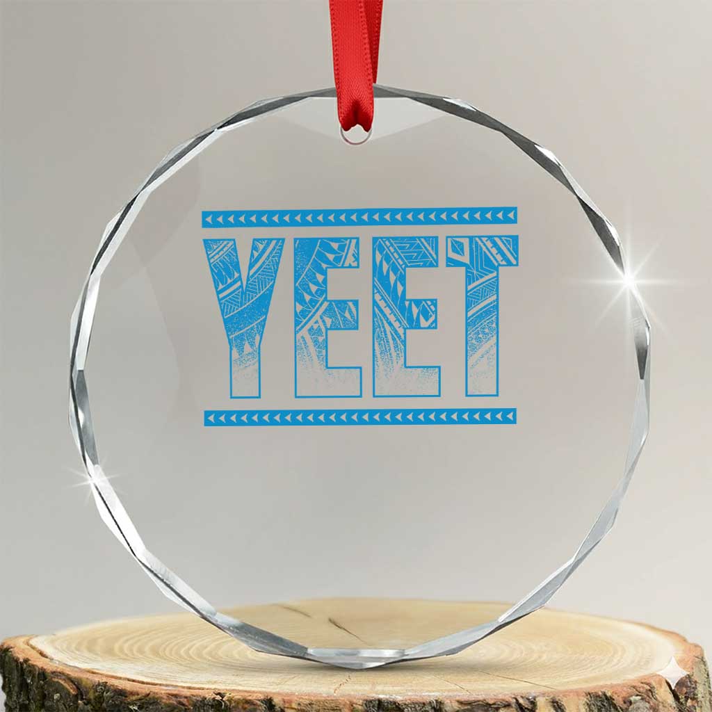Yeet Funny Wrestling Slang Quote Tribal Art Crystal Glass Ornament