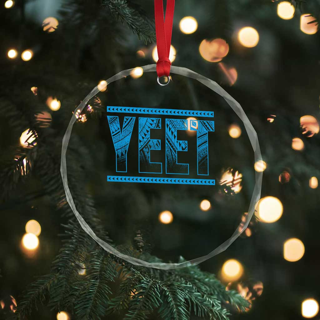 Yeet Funny Wrestling Slang Quote Tribal Art Crystal Glass Ornament