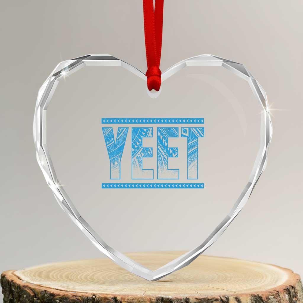 Yeet Funny Wrestling Slang Quote Tribal Art Heart Crystal Glass Ornament