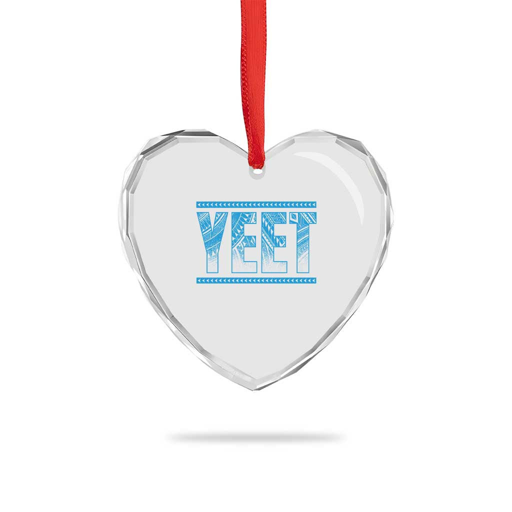 Yeet Funny Wrestling Slang Quote Tribal Art Heart Crystal Glass Ornament