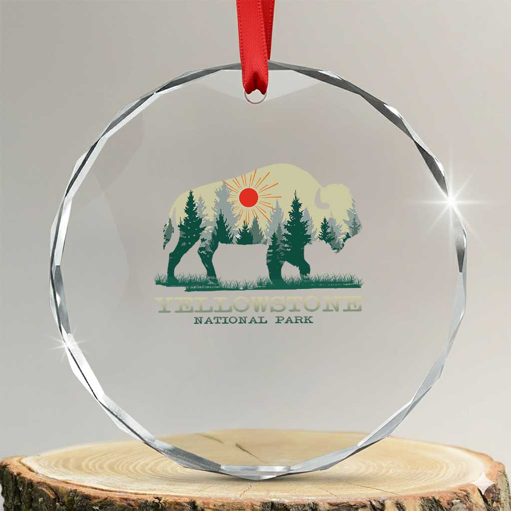 Yellowstone National Park Crystal Glass Ornament Bison Nature Wildlife Outdoor Hiking Camping Forest - Wonder Print Shop