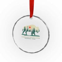 Yellowstone National Park Crystal Glass Ornament Bison Nature Wildlife Outdoor Hiking Camping Forest - Wonder Print Shop